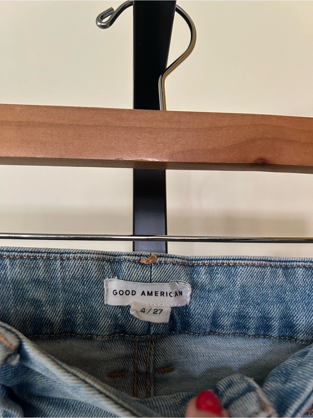 Good American Good Curve Straight Jeans High Rise Distressed Light Wash 4/27 - Picture 3 of 7